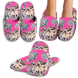 Chameleon Lizard Pattern Pink Background Slippers