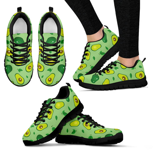 Avocado Pattern Green Background Women'S Sneaker Shoes