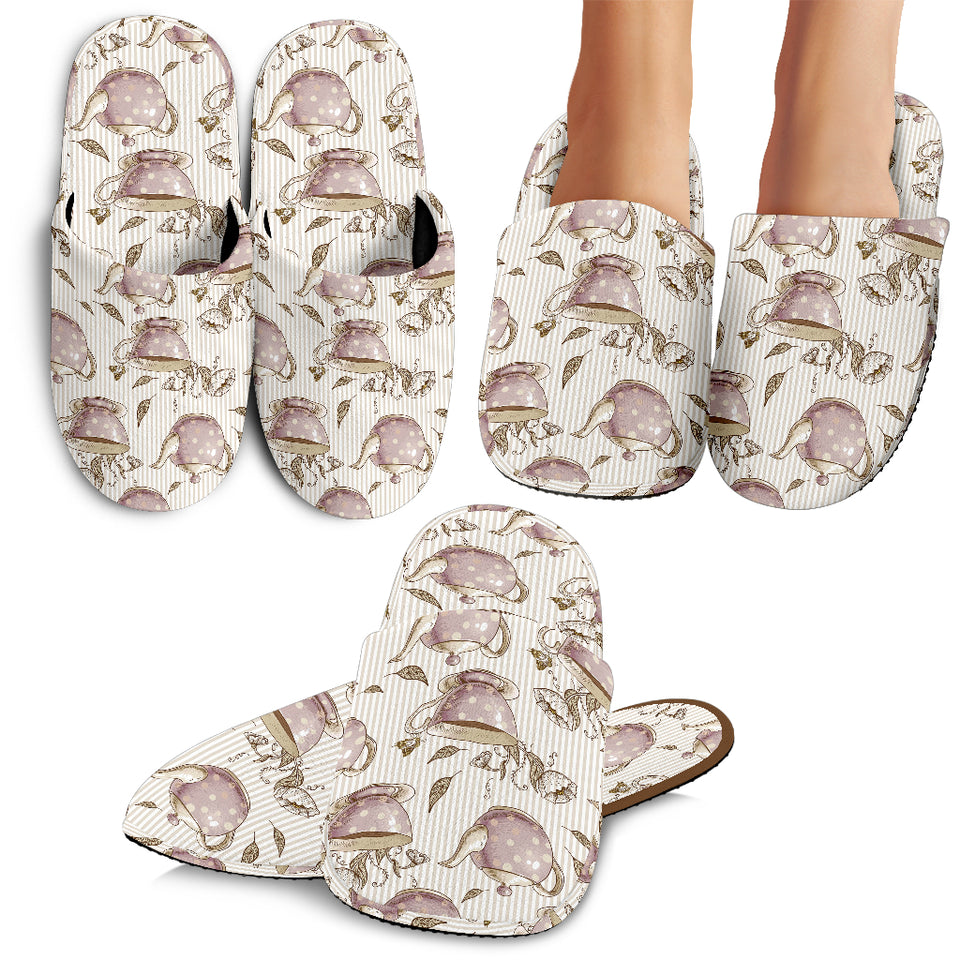 Tea pots Pattern Print Design 03 Slippers