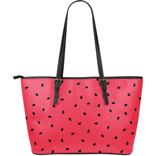 Watermelon Texture Background Large Leather Tote Bag