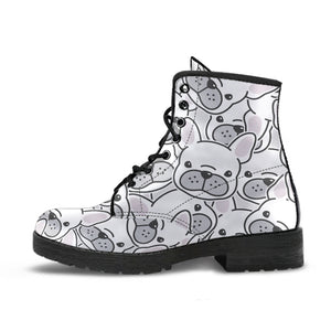 Cute French Bulldog Head Pattern Leather Boots