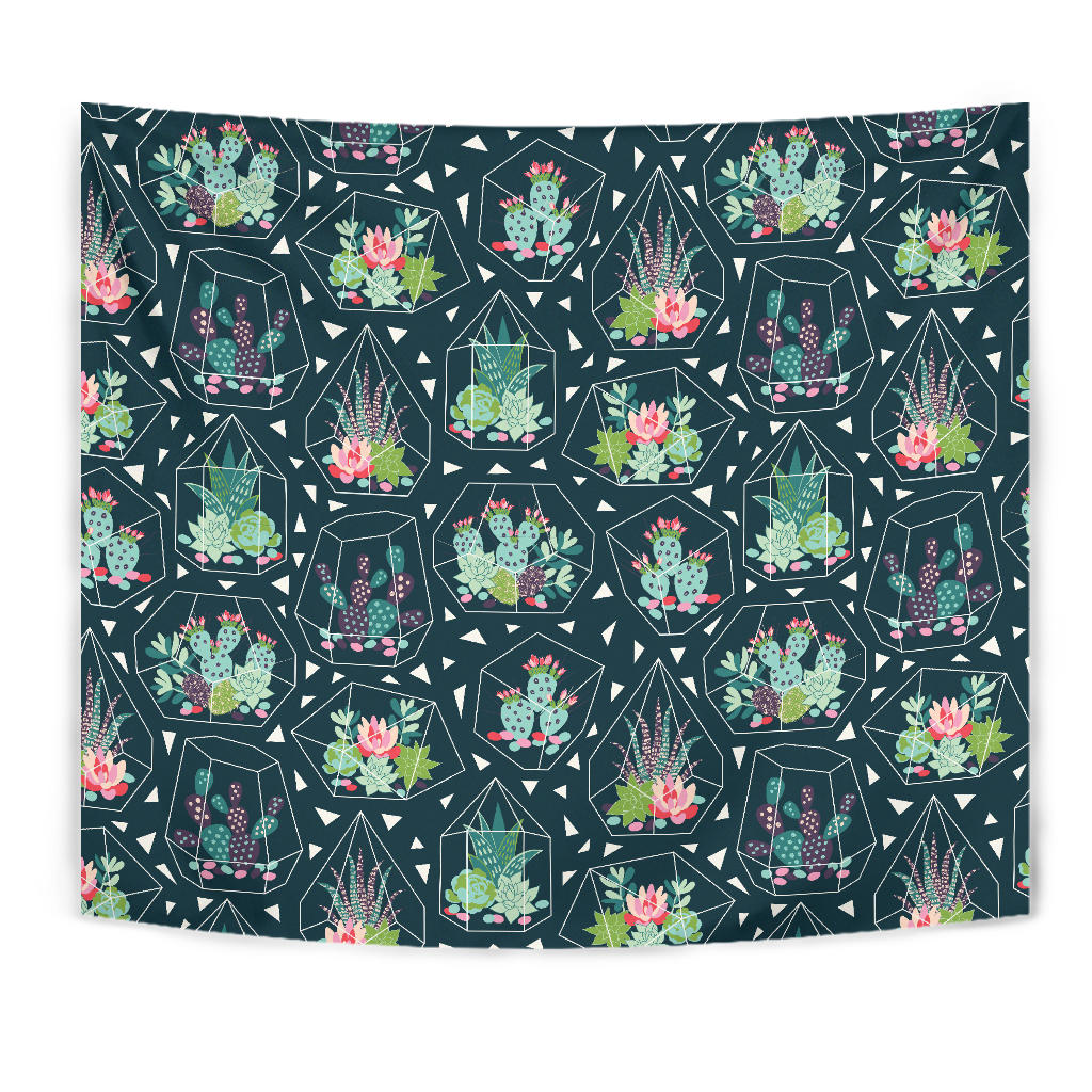 Cactus Glass Terrarium Pattern Wall Tapestry