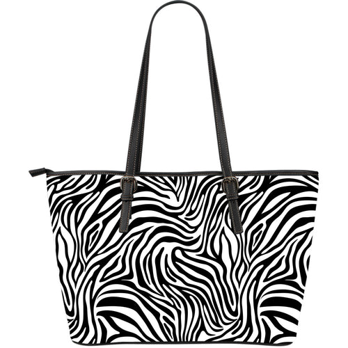 Zebra Skin Pattern Large Leather Tote Bag