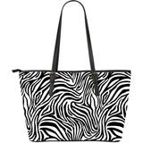 Zebra Skin Pattern Large Leather Tote Bag