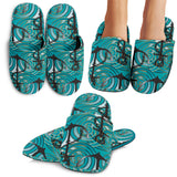 Anchor Nautical Green Background Slippers