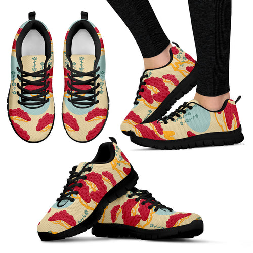 Red Bonsai Gray Sun Japanese Pattern Women'S Sneaker Shoes