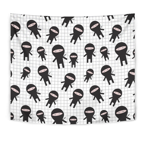Ninja Pattern Plaid Background Wall Tapestry