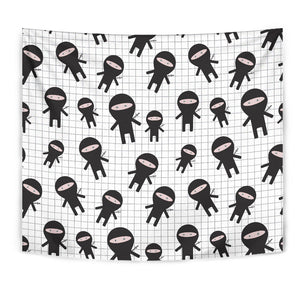 Ninja Pattern Plaid Background Wall Tapestry