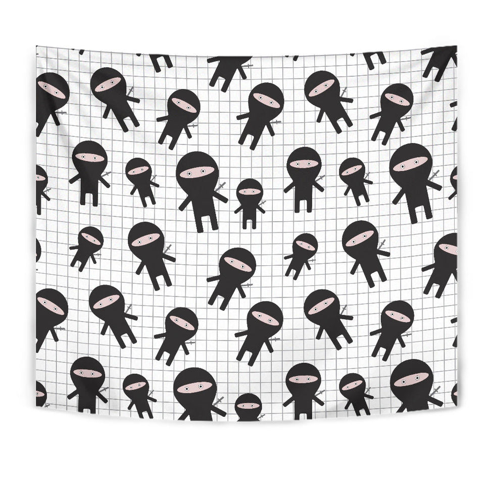 Ninja Pattern Plaid Background Wall Tapestry