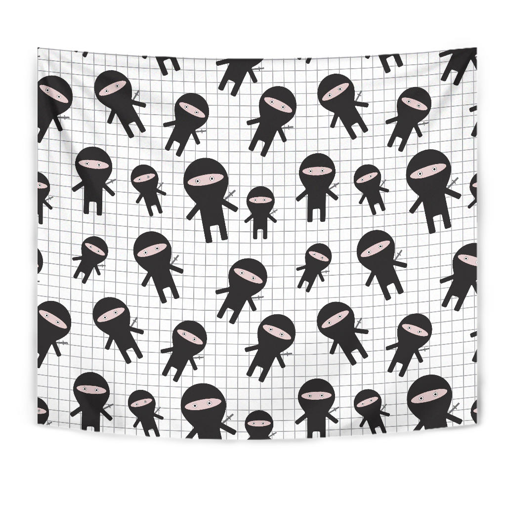 Ninja Pattern Plaid Background Wall Tapestry