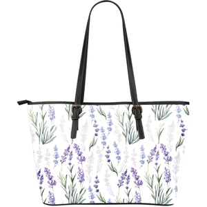 Hand Painting Watercolor Lavender Large Leather Tote Bag