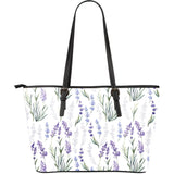 Hand Painting Watercolor Lavender Large Leather Tote Bag