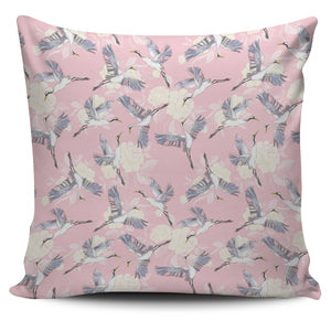 Japanese Crane Rose Pattern Pillow Cover