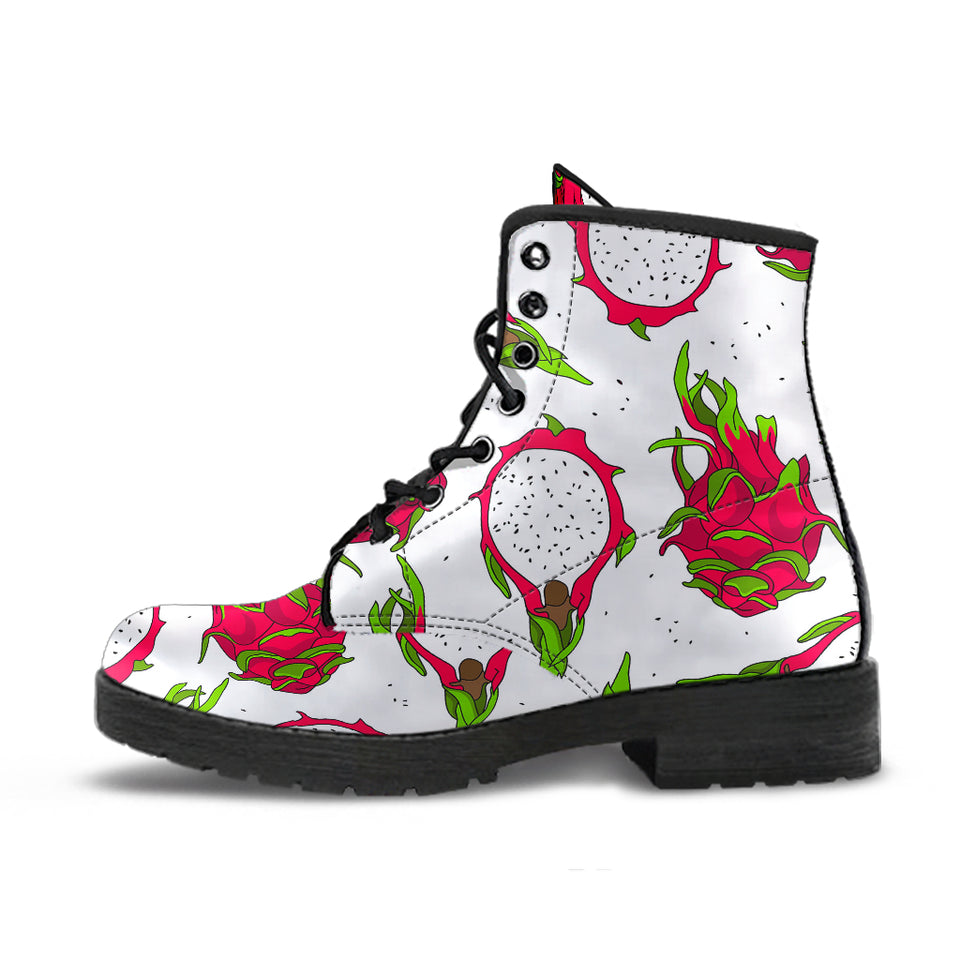 Dragon Fruits White Background Leather Boots