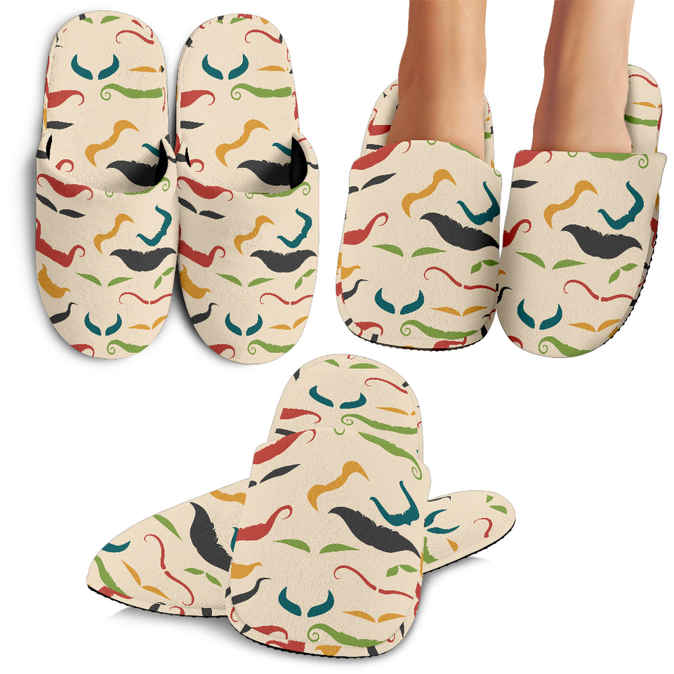 Mustache Beard Pattern Print Design 03 Slippers