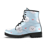 White Cute Pomeranian Pattern Leather Boots