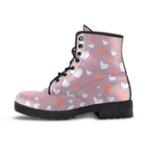Coral White Heart Pattern Leather Boots