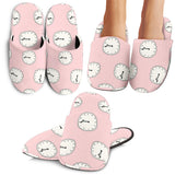 Clock Pattern Pink Blackground Slippers