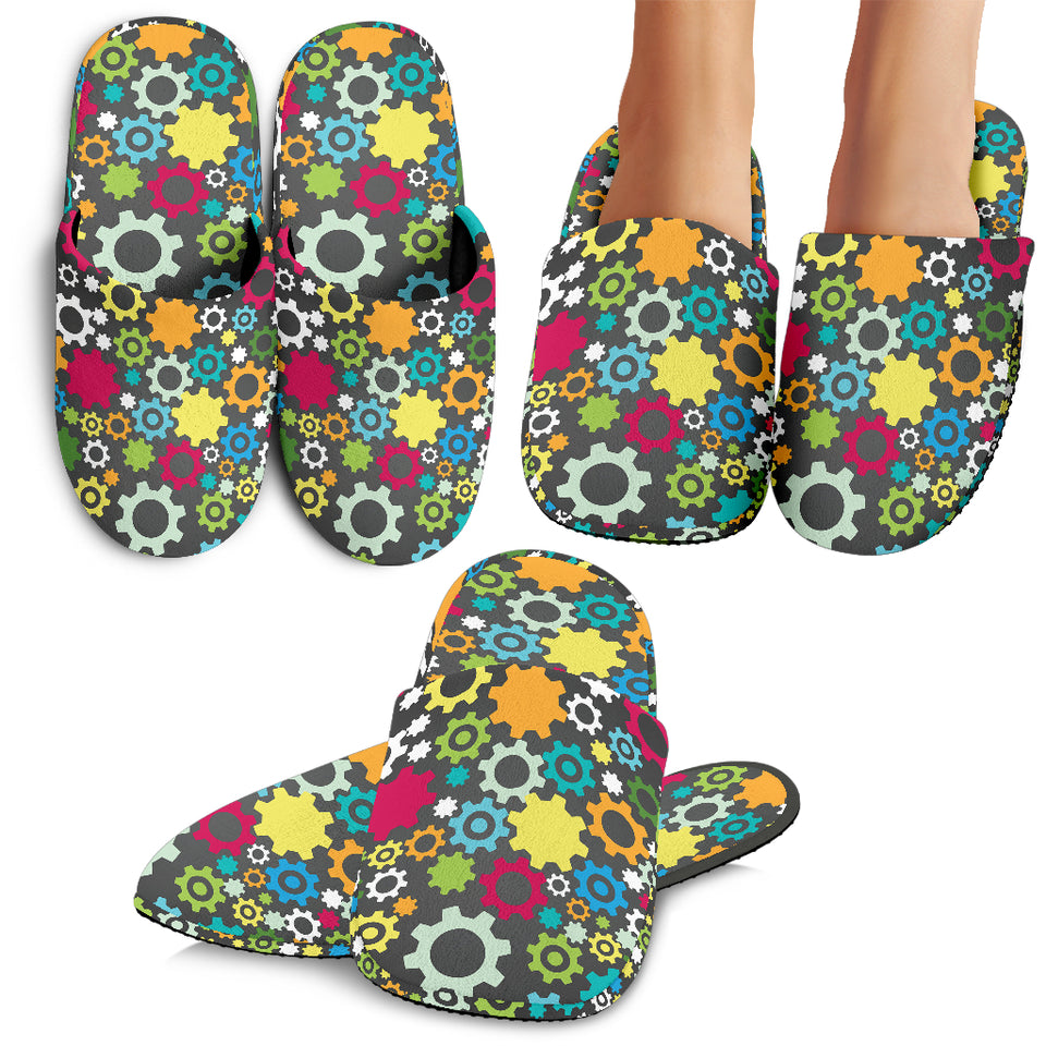 Gear Pattern Print Design 03 Slippers