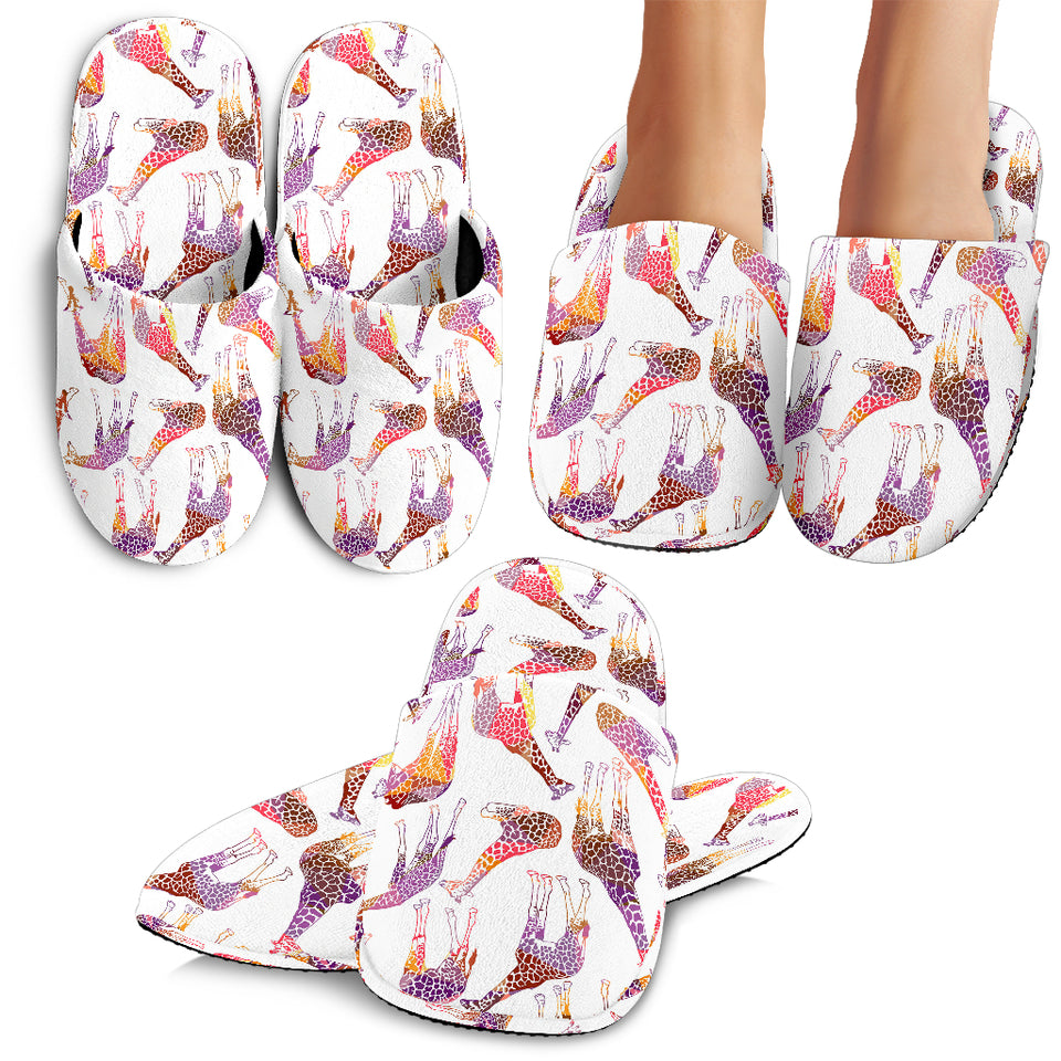 Giraffe Pattern Print Design 02 Slippers
