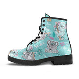 Cute Koalas Blue Background Pattern Leather Boots