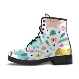 Cute Elephants Palm Tree Flower Butterfly Pattern Leather Boots