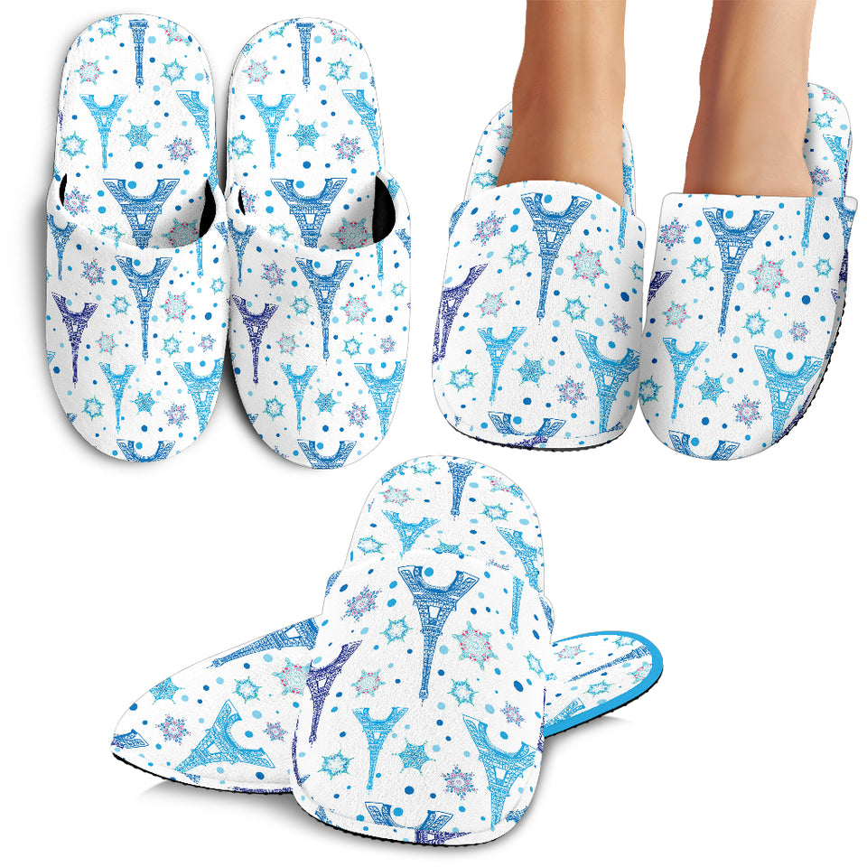 Eiffel Tower Pattern Print Design 01 Slippers