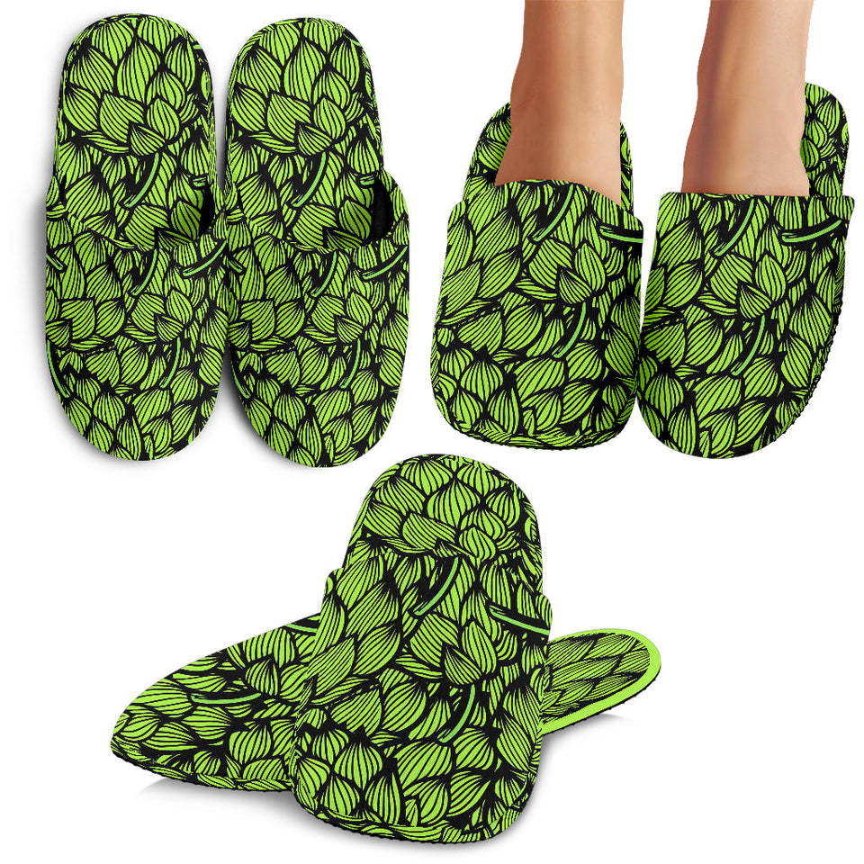 Green Hop Patternn Slippers