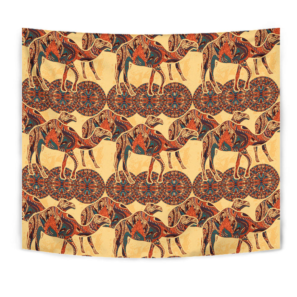 Camel Polynesian Tribal Design Pattern Wall Tapestry