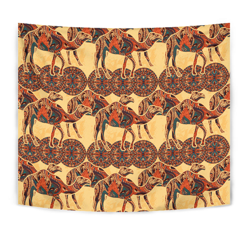 Camel Polynesian Tribal Design Pattern Wall Tapestry