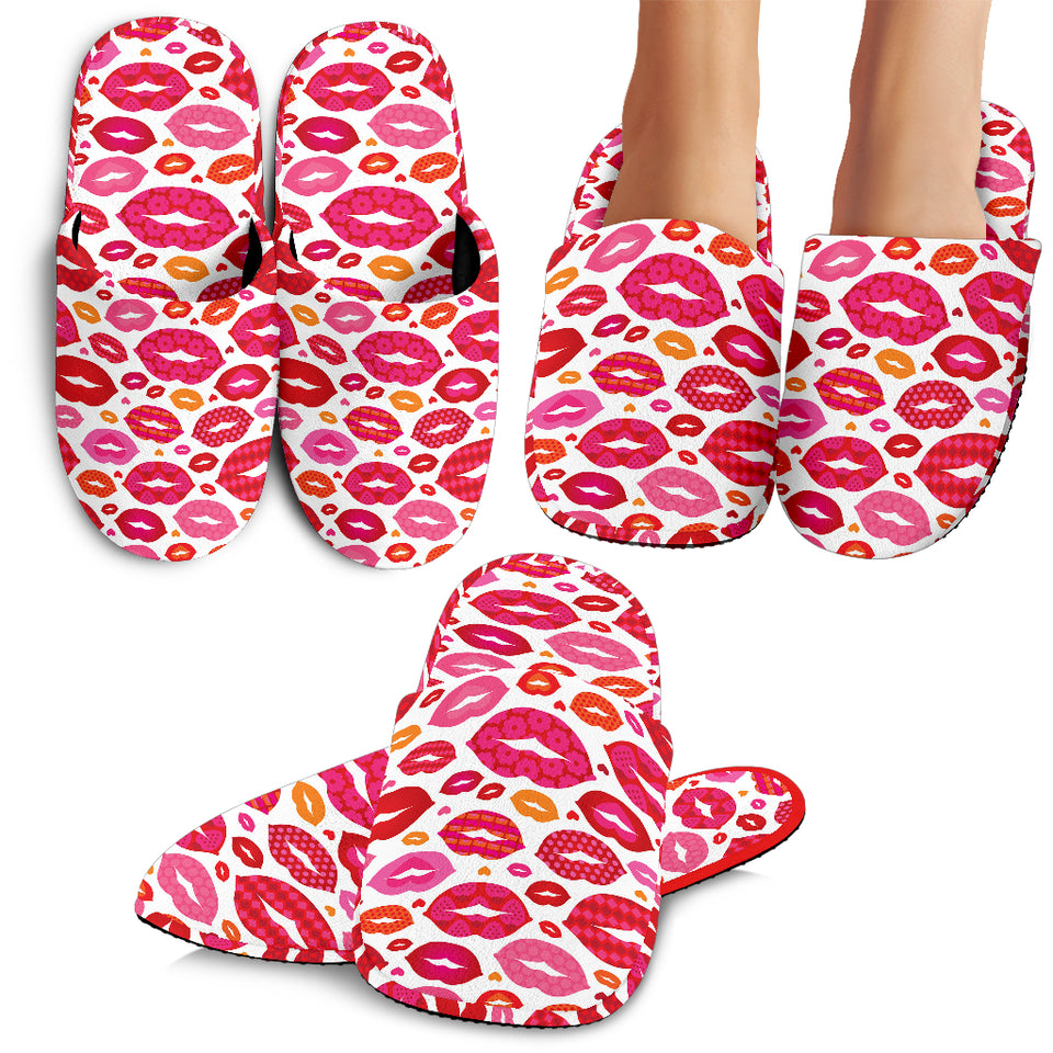 Lips Pattern Print Design 01 Slippers