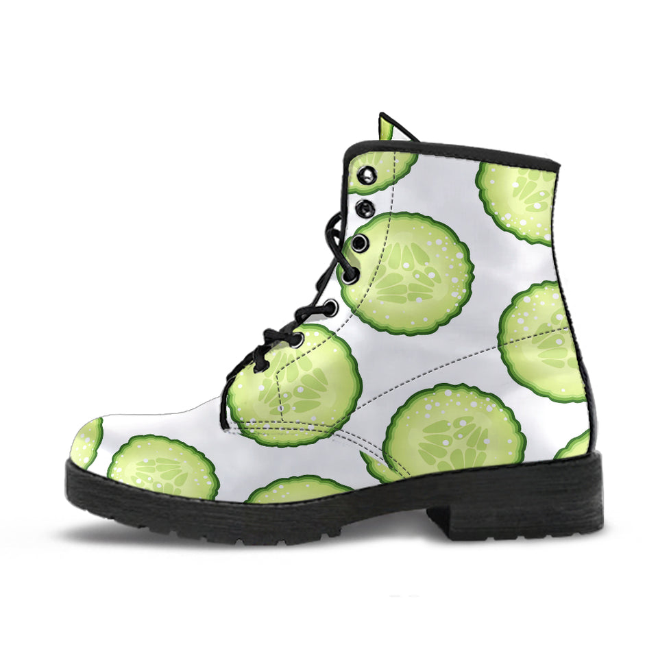 Cucumber Slices Pattern Leather Boots