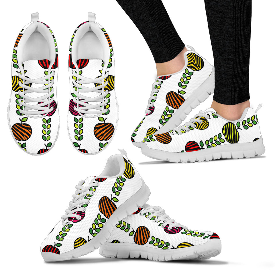 Colorful Apples Leave Zebra Stripe Women'S Sneaker Shoes