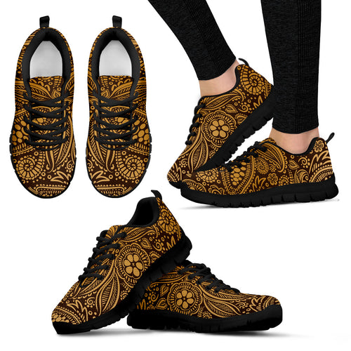 Cocoa Beans Tribal Polynesian Pattern Background Women'S Sneaker Shoes
