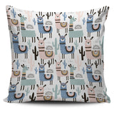Lama Alpaca Cactus Hand Drawn Pattern Pillow Cover