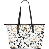 Anchors Rudders Pattern Large Leather Tote Bag