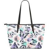 Butterfly Pattern Large Leather Tote Bag