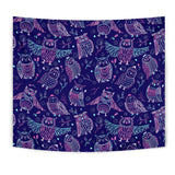 Cute Owls Pattern Boho Style Ornament Wall Tapestry