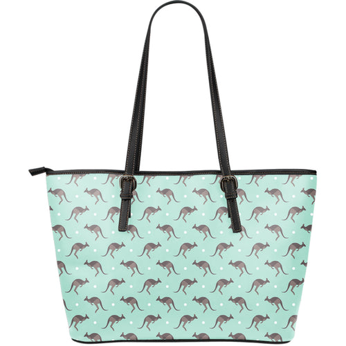 Kangaroo Pattern Background Large Leather Tote Bag