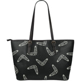 Hand Drawn Boomerang Australian Aboriginal Ornament Large Leather Tote Bag