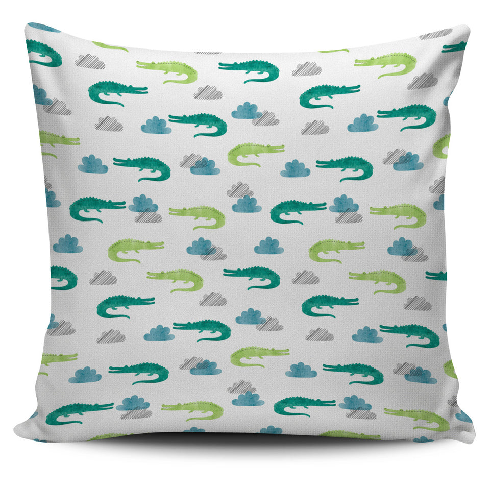Watercolor Crocodile Pattern Pillow Cover
