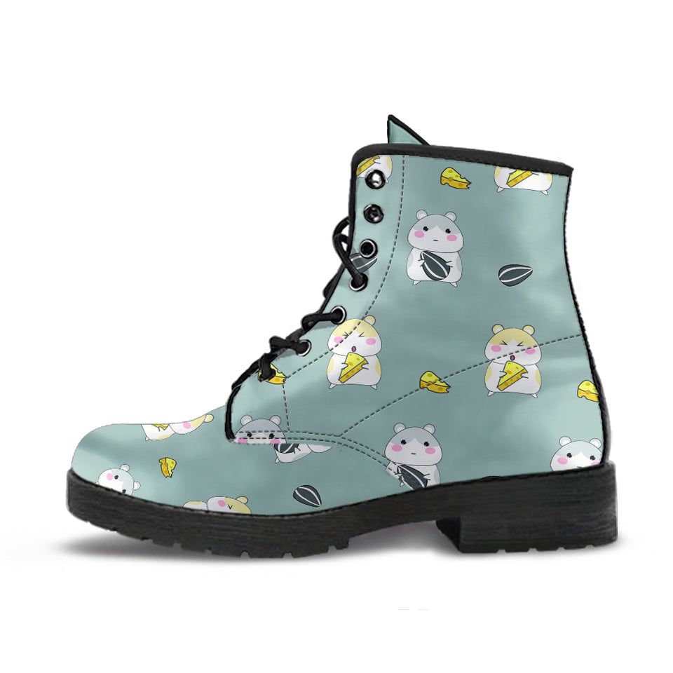 Cute Hamster Cheese Pattern Leather Boots