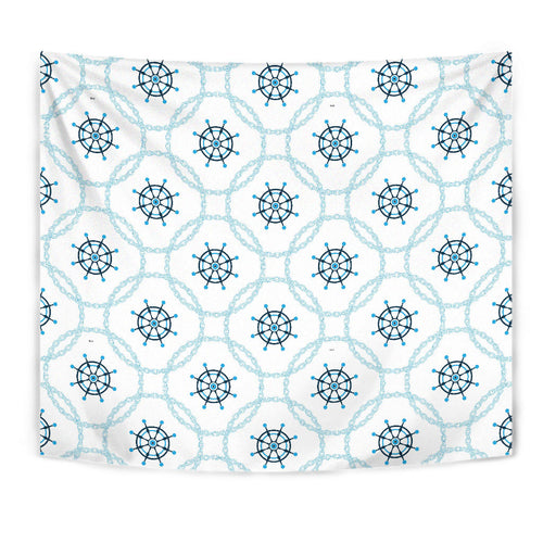 Nautical Steering Wheel Chain Wall Tapestry
