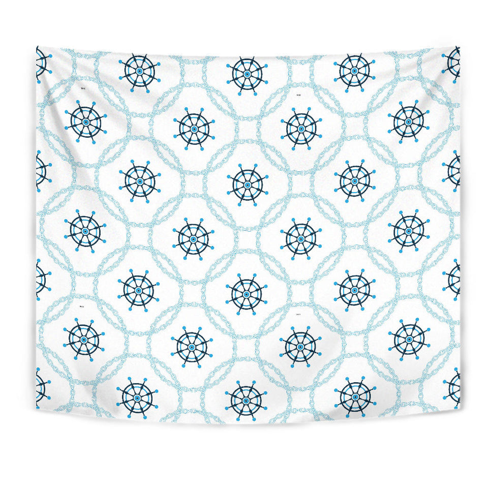 Nautical Steering Wheel Chain Wall Tapestry