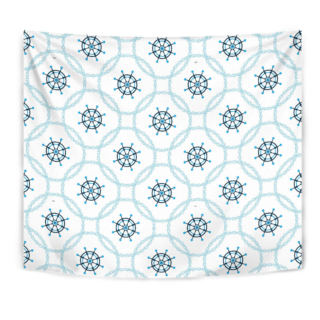 Nautical Steering Wheel Chain Wall Tapestry