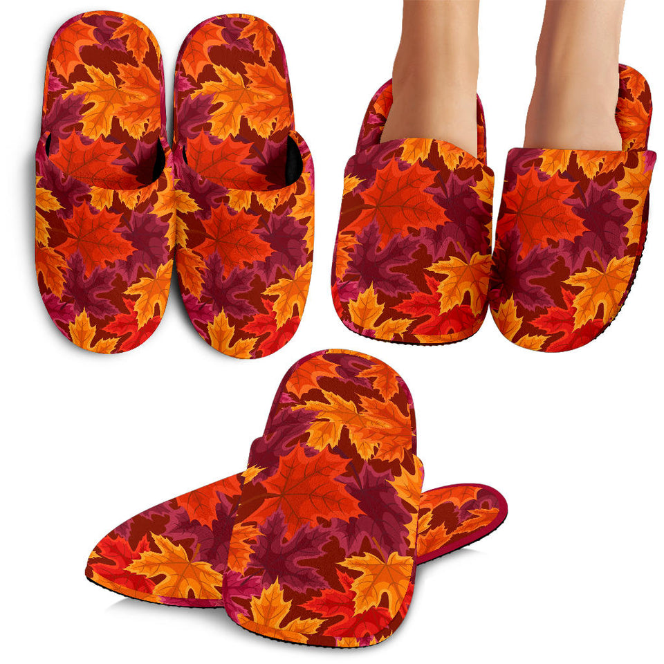 Autumn Maple Leaf Pattern Slippers