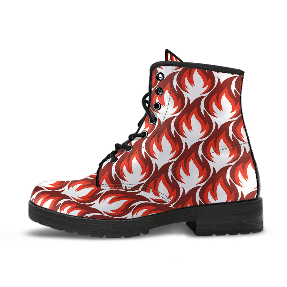 Fire Flame Symbol Design Pattern Leather Boots