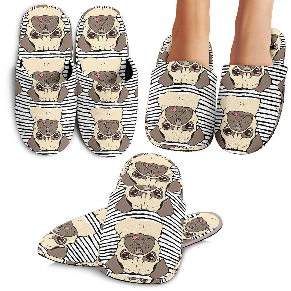 Happy Pug Pattern Slippers