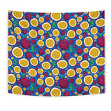 Passion Fruit Blue Background Wall Tapestry