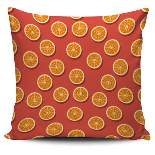 Oranges Pattern Red Background Pillow Cover